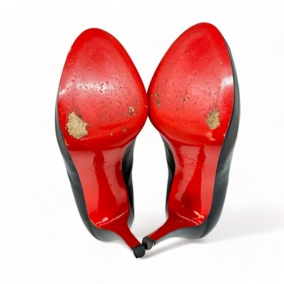 Christian Louboutin Very Prive 120 Leather Black Red EU 35.5 Peep Toe Pump - Picture 8 of 11